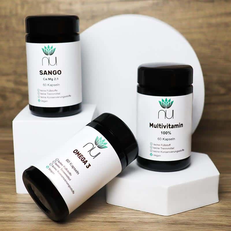 NUI Multivitamin, Omega 3, Sango Kapsel Glas