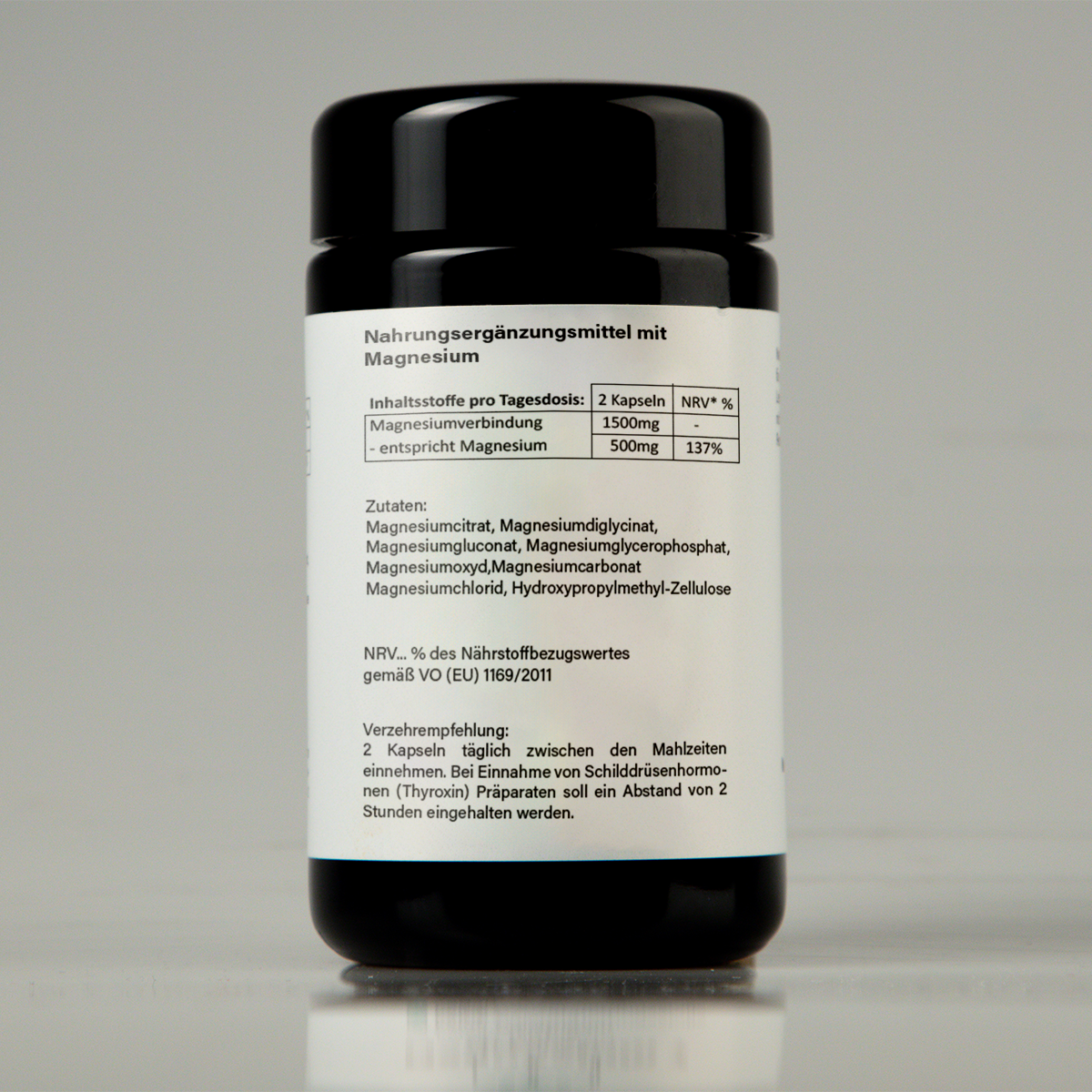 Produktektikett mit Inhaltsstoffen der NUI Magnesium 7
