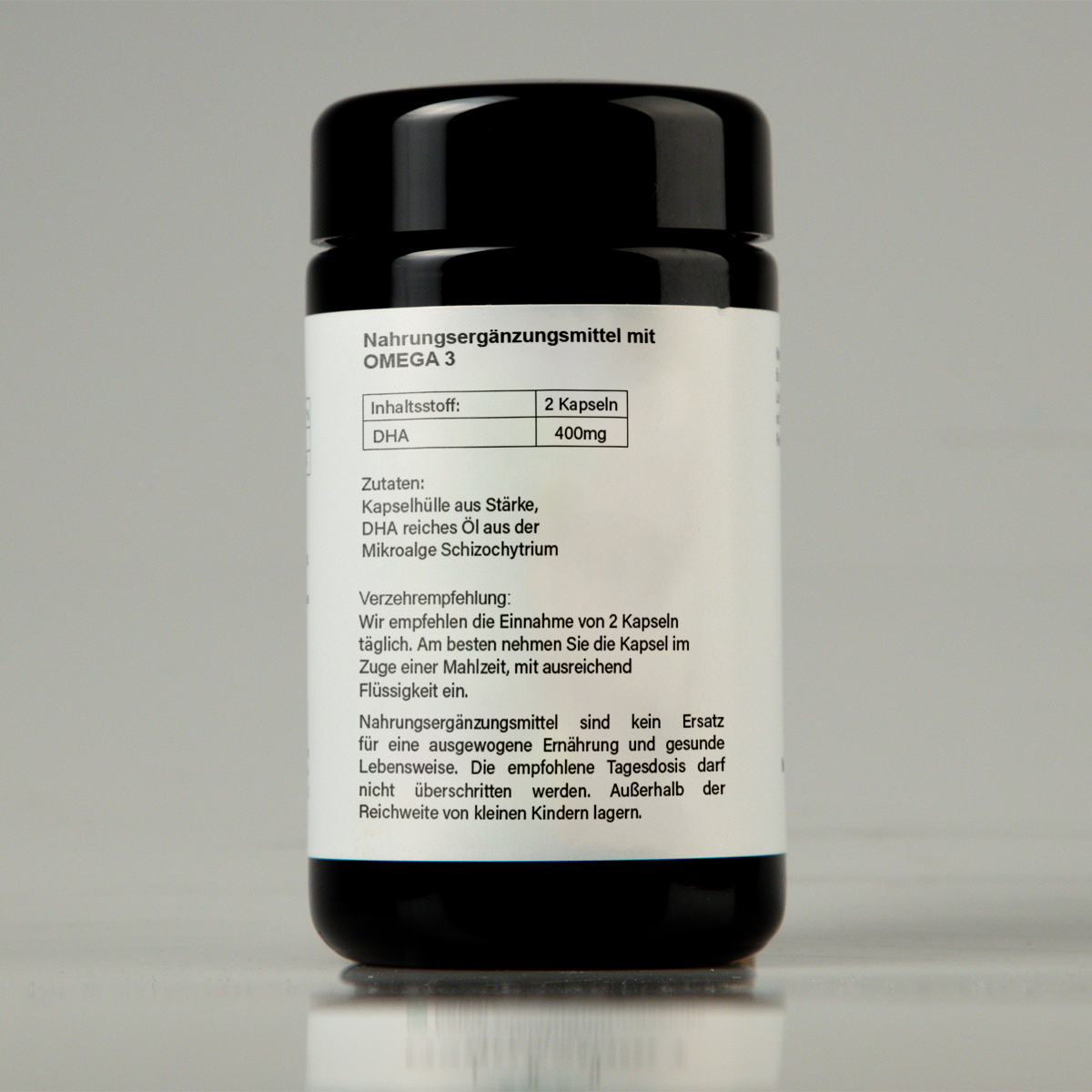 Produktektikett mit Inhaltsstoffen der NUI Omega 3