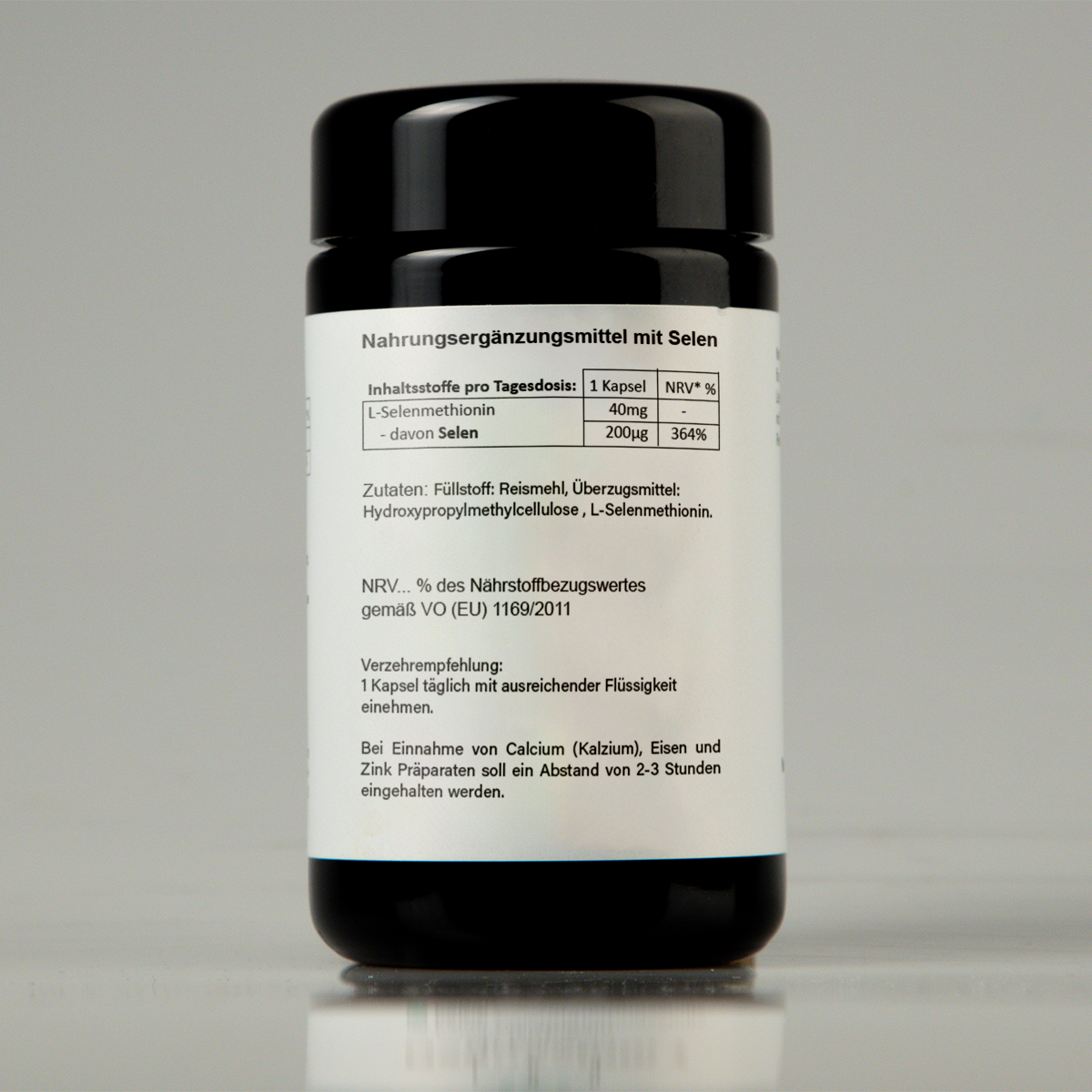 Produktektikett mit Inhaltsstoffen der NUI Selen
