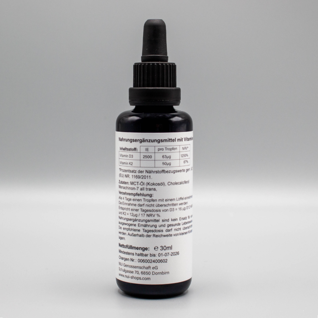 Inhaltsstoffe Vitamin D3+K2 Tropfen