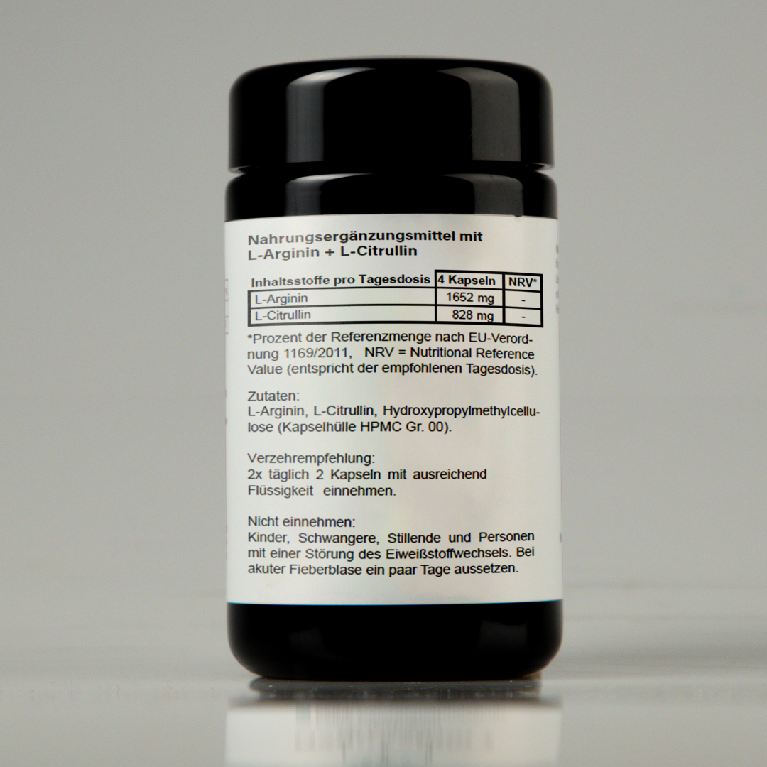 Produktetikett von NUI L-Arginin L-Citrullin