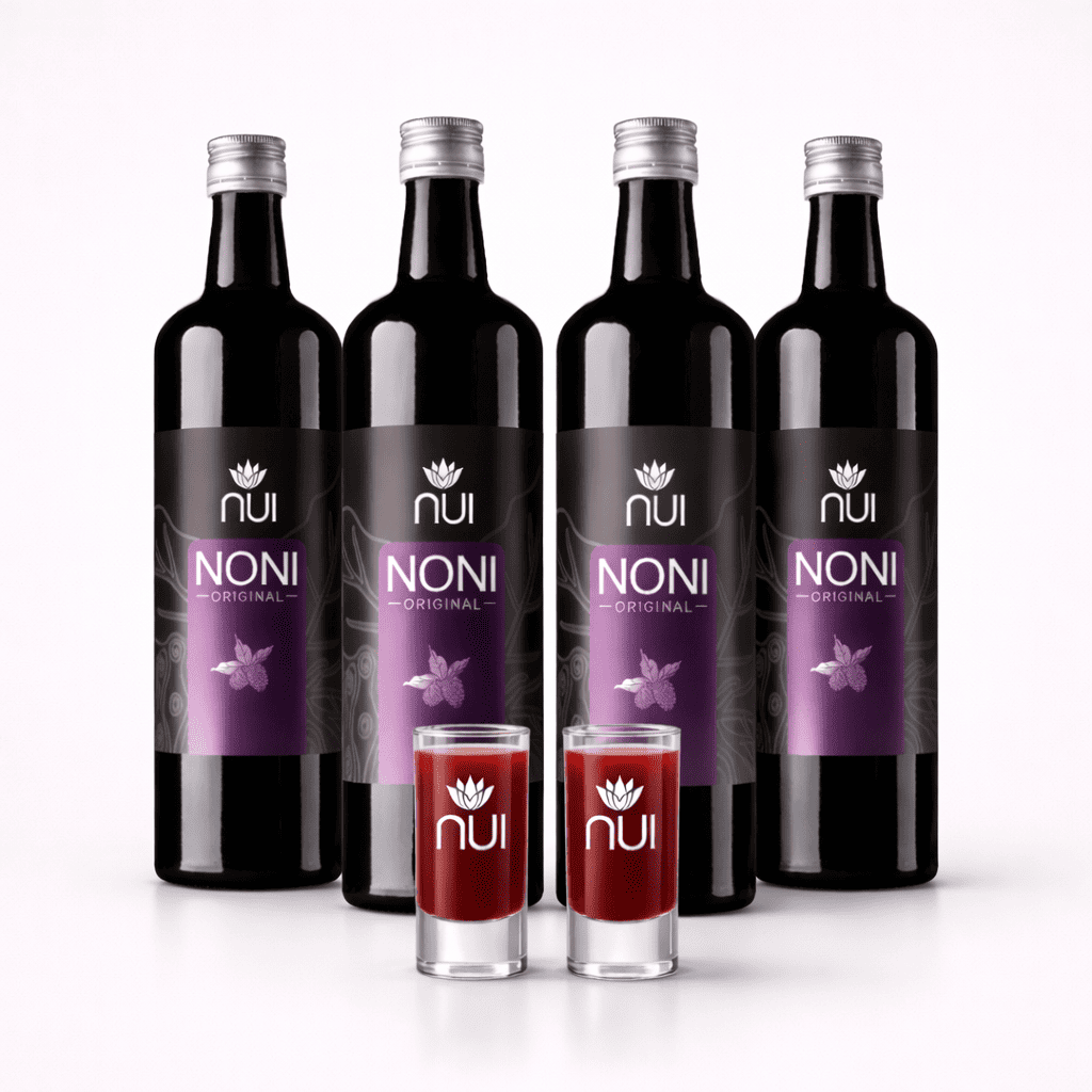 NUI NONI Original - 4 x 750 ml + 2 Gläser gratis